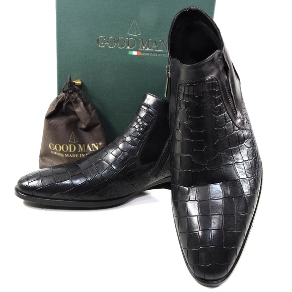 GOODMAN 🇮🇹 MEN'S BLACK SOFT LEATHER WINTER BOOTS SIZE 40 EU - Picture 8 of 8